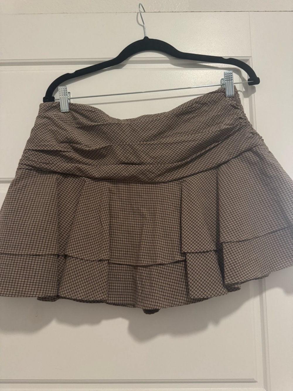 Zara Tiered Plaid Mini Skirt